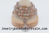 GMN1253 Hand-knotted 8mm, 10mm moonstone 108 beads mala necklaces with charm