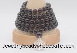 GMN1257 Hand-knotted 8mm, 10mm garnet 108 beads mala necklaces with charm