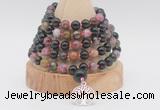 GMN1258 Hand-knotted 8mm, 10mm tourmaline 108 beads mala necklaces with charm