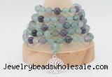 GMN1260 Hand-knotted 8mm, 10mm fluorite 108 beads mala necklaces with charm