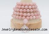 GMN1261 Hand-knotted 8mm, 10mm China pink opal 108 beads mala necklaces with charm