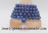 GMN1277 Hand-knotted 8mm, 10mm lapis lazuli 108 beads mala necklaces with charm