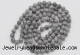 GMN128 Hand-knotted 6mm grey picture jasper 108 beads mala necklaces