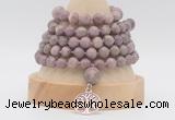 GMN1280 Hand-knotted 8mm, 10mm lepidolite 108 beads mala necklace with charm