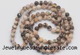 GMN130 Hand-knotted 6mm zebra jasper 108 beads mala necklaces