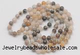 GMN134 Hand-knotted 6mm bamboo leaf agate 108 beads mala necklaces