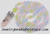 GMN1400 Hand-knotted 8mm candy jade 108 beads mala necklace with pendant