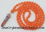 GMN1403 Hand-knotted 8mm candy jade 108 beads mala necklace with pendant