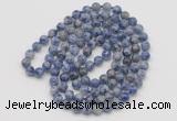 GMN143 Hand-knotted 6mm blue spot stone 108 beads mala necklaces