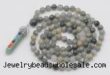 GMN1460 Hand-knotted 8mm, 10mm seaweed quartz 108 beads mala necklace with pendant