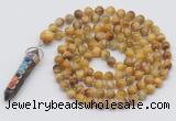 GMN1485 Hand-knotted 8mm, 10mm golden tiger eye 108 beads mala necklace with pendant