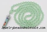 GMN1504 Hand-knotted 8mm candy jade 108 beads mala necklace with pendant