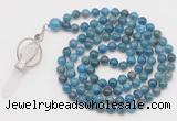 GMN1547 Hand-knotted 8mm, 10mm apatite 108 beads mala necklace with pendant