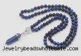 GMN1618 Hand-knotted 6mm blue tiger eye 108 beads mala necklace with pendant