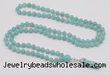 GMN1626 Hand-knotted 6mm amazonite 108 beads mala necklace with pendant