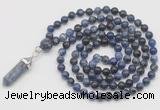 GMN1632 Hand-knotted 6mm sodalite 108 beads mala necklace with pendant