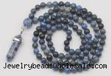 GMN1633 Hand-knotted 6mm dumortierite 108 beads mala necklace with pendant