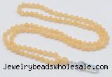 GMN1635 Hand-knotted 6mm honey jade 108 beads mala necklace with pendant