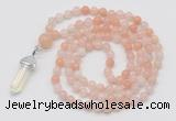 GMN1636 Hand-knotted 6mm pink aventurine 108 beads mala necklace with pendant