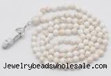 GMN1639 Hand-knotted 6mm white howlite 108 beads mala necklace with pendant