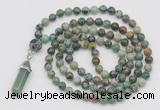 GMN1643 Hand-knotted 6mm African turquoise 108 beads mala necklaces with pendant