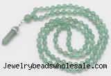 GMN1648 Hand-knotted 6mm green aventurine 108 beads mala necklaces with pendant