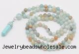 GMN1666 Hand-knotted 6mm amazonite 108 beads mala necklaces with pendant