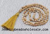 GMN201 Hand-knotted 6mm picture jasper 108 beads mala necklaces with tassel