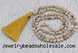 GMN204 Hand-knotted 6mm feldspar 108 beads mala necklaces with tassel