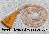 GMN216 Hand-knotted 6mm moonstone 108 beads mala necklaces with tassel