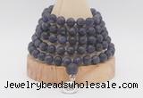 GMN2220 Hand-knotted 8mm, 10mm matte amethyst 108 beads mala necklace with charm