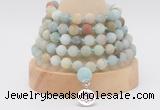 GMN2221 Hand-knotted 8mm, 10mm matte amazonite 108 beads mala necklace with charm