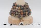 GMN2226 Hand-knotted 8mm, 10mm matte picasso jasper108 beads mala necklace with charm