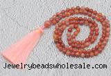 GMN228 Hand-knotted 6mm fire agate 108 beads mala necklaces with tassel