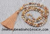 GMN236 Hand-knotted 6mm crazy lace agate 108 beads mala necklaces with tasse