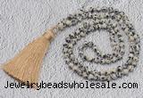 GMN237 Hand-knotted 6mm dalmatian jasper 108 beads mala necklaces with tassel