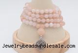 GMN2421 Hand-knotted 6mm pink aventurine 108 beads mala necklace with charm