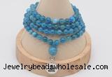 GMN2434 Hand-knotted 6mm apatite 108 beads mala necklace with charm