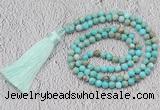 GMN245 Hand-knotted 6mm sea sediment jasper 108 beads mala necklaces with tassel