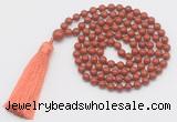 GMN252 Hand-knotted 6mm red jasper 108 beads mala necklaces with tassel