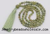 GMN256 Hand-knotted 6mm China jade 108 beads mala necklaces with tassel