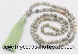 GMN271 Hand-knotted 6mm artistic jasper 108 beads mala necklaces with tassel