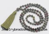 GMN273 Hand-knotted 6mm dragon blood jasper 108 beads mala necklaces with tassel