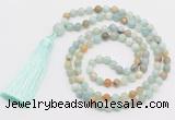 GMN279 Hand-knotted 6mm amazonite 108 beads mala necklaces with tassel