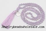 GMN310 Hand-knotted 6mm lavender amethyst 108 beads mala necklaces with tassel & charm