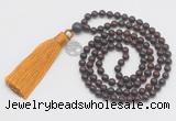 GMN318 Hand-knotted 6mm brecciated jasper 108 beads mala necklaces with tassel & charm