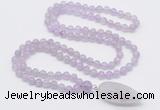 GMN4002 Hand-knotted 8mm, 10mm lavender amethyst 108 beads mala necklace with pendant