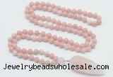 GMN4041 Hand-knotted 8mm, 10mm Chinese pink opal 108 beads mala necklace with pendant