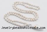 GMN4043 Hand-knotted 8mm, 10mm white howlite 108 beads mala necklace with pendant