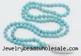 GMN4044 Hand-knotted 8mm, 10mm blue howlite 108 beads mala necklace with pendant